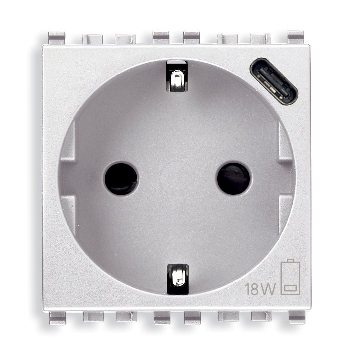 Schuko + USB-C — Biały
