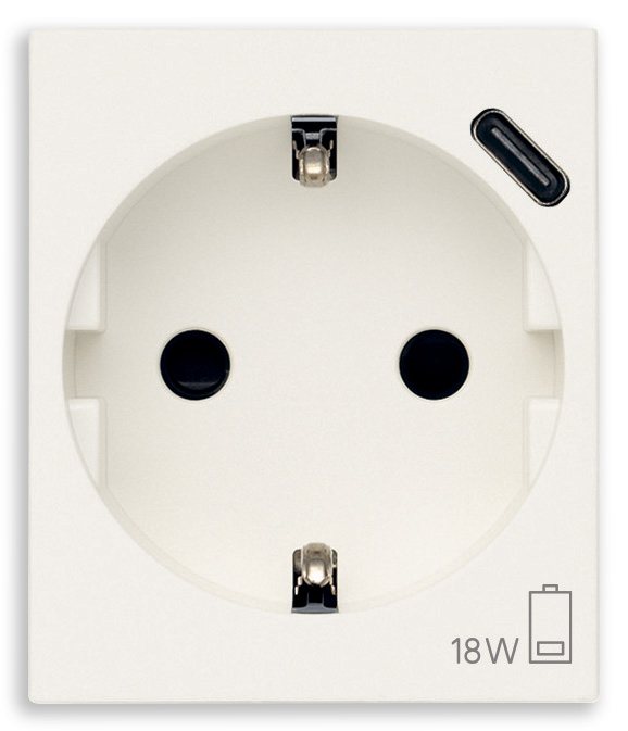 Schuko + USB-C — Biały